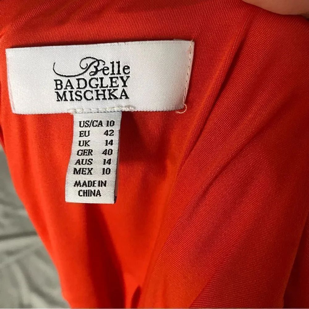 Belle Badgley Mischka Women's Strapless Orange Evening Gown Size 10 - Picture 3 of 3